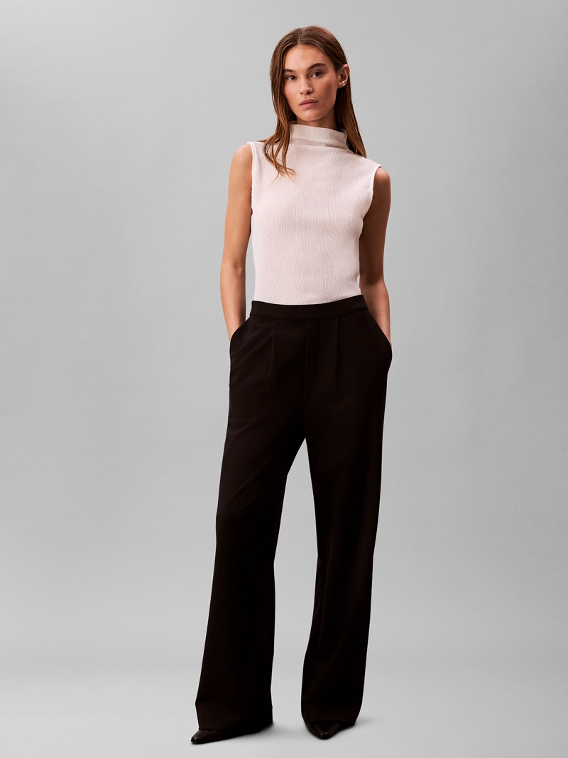 PANTALON DE PUNTO PONTE CON PIERNA ANCHA - 1