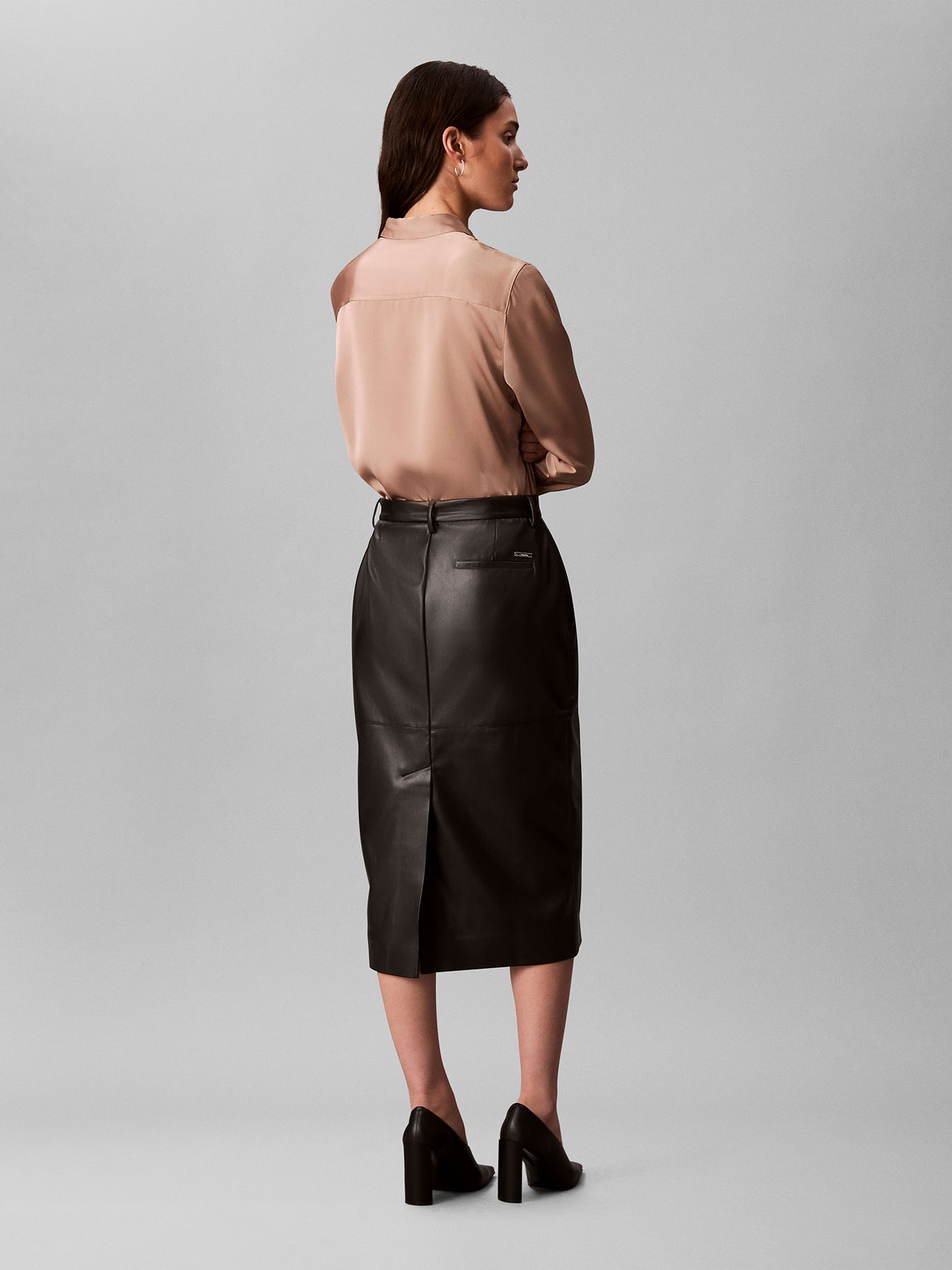 FALDA MIDI DE CUERO SINTE TICO - 2