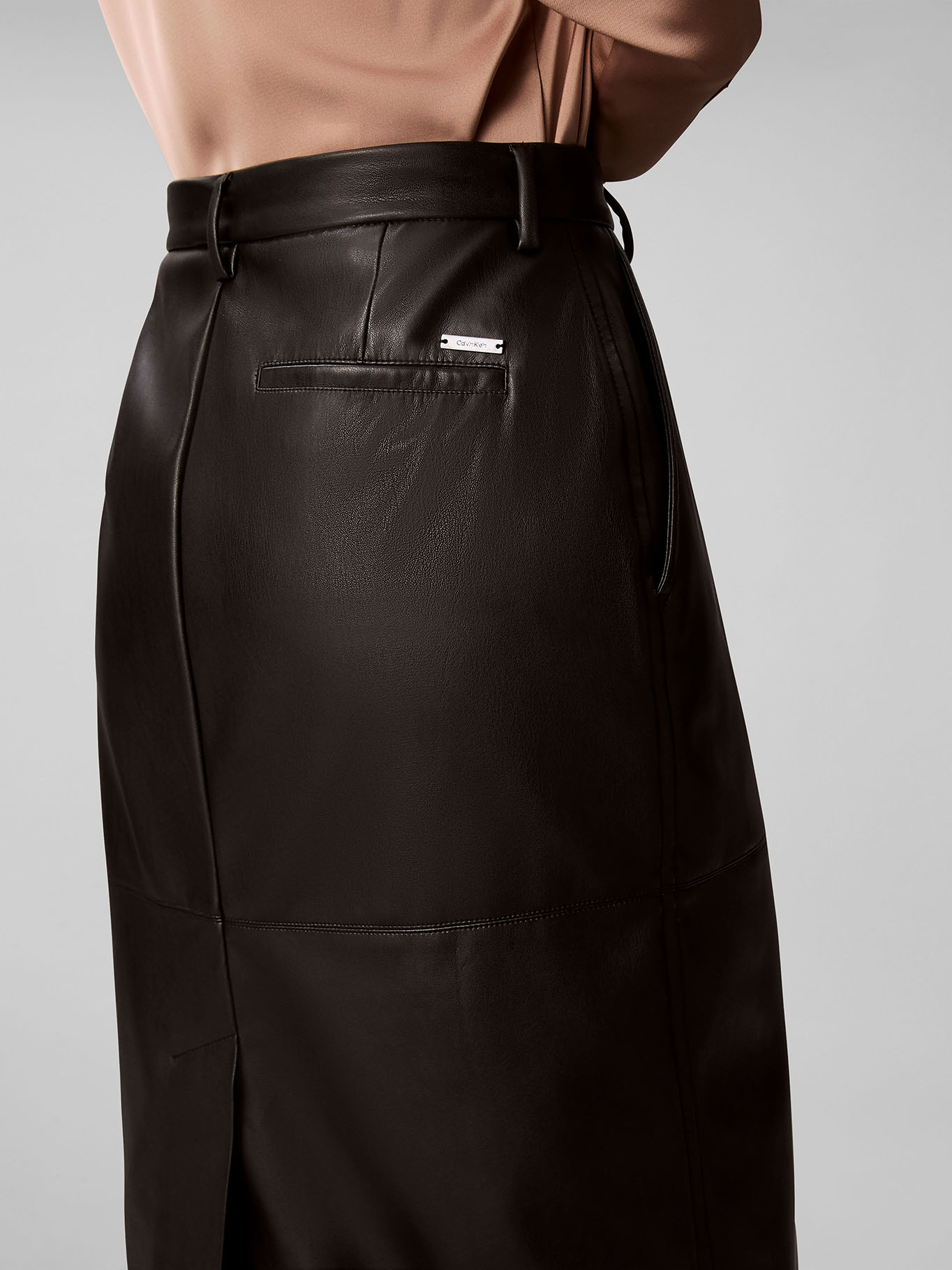 FALDA MIDI DE CUERO SINTE TICO - 5