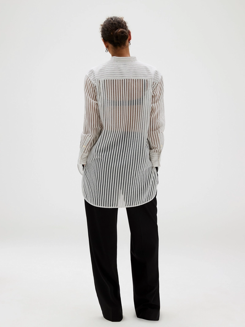 BLUSA POPOVER DE JACQUARD A RAYAS - 2