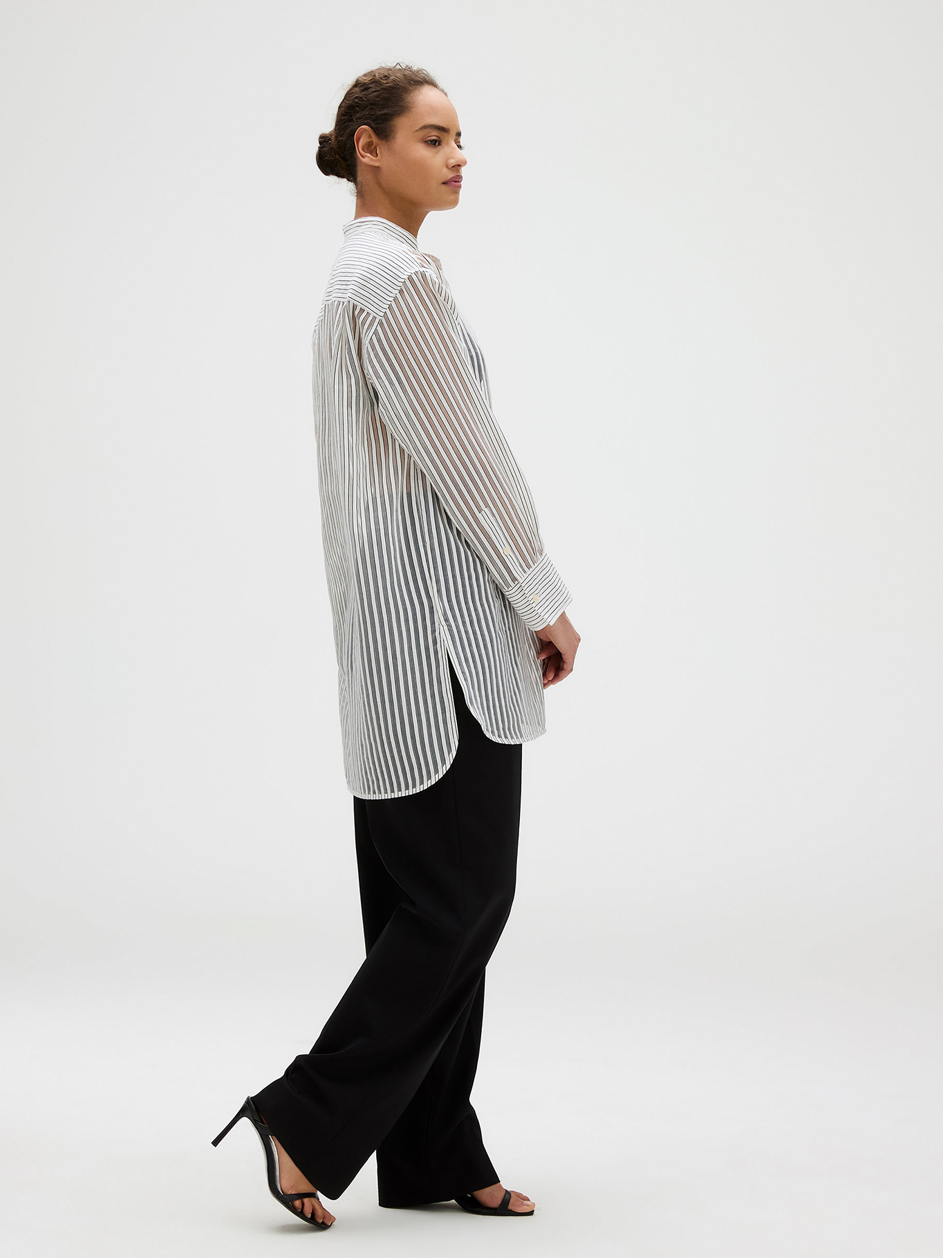 BLUSA POPOVER DE JACQUARD A RAYAS - 4