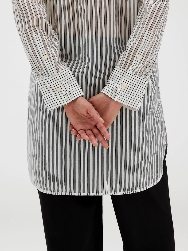 BLUSA POPOVER DE JACQUARD A RAYAS - 5