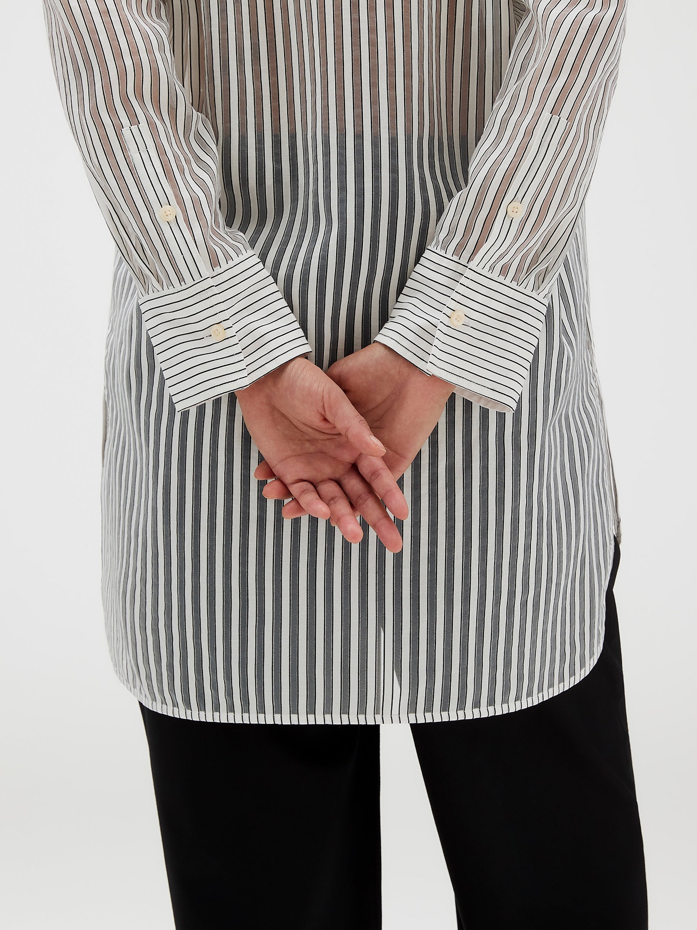 BLUSA POPOVER DE JACQUARD A RAYAS - 5