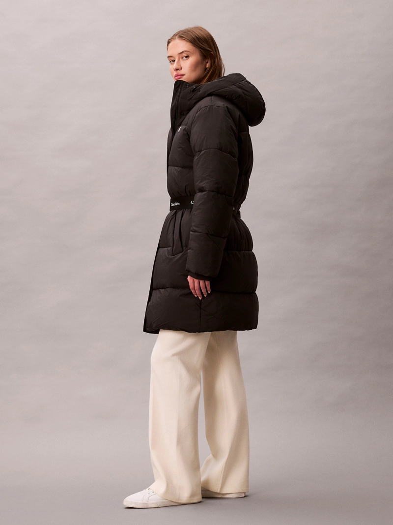 PARKA PUFFER LARGA CON GORRO Y CINTURON - 3