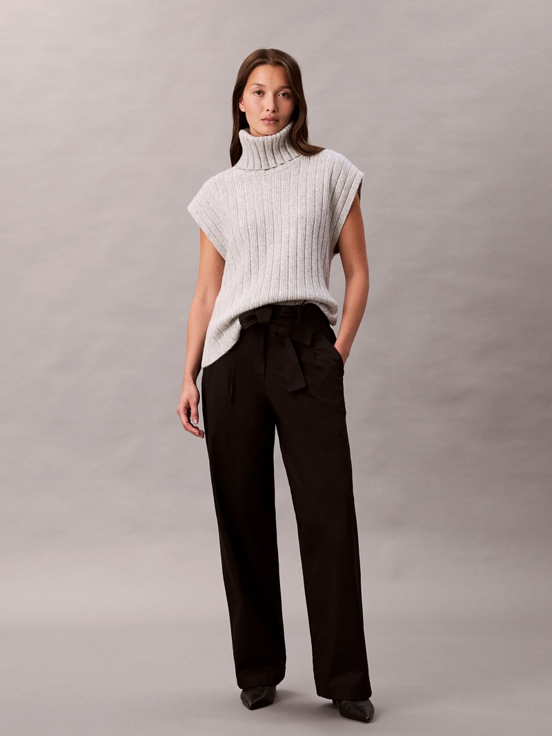 PANTALON DE SARGA DE ALGODON CON CINTURON - 1