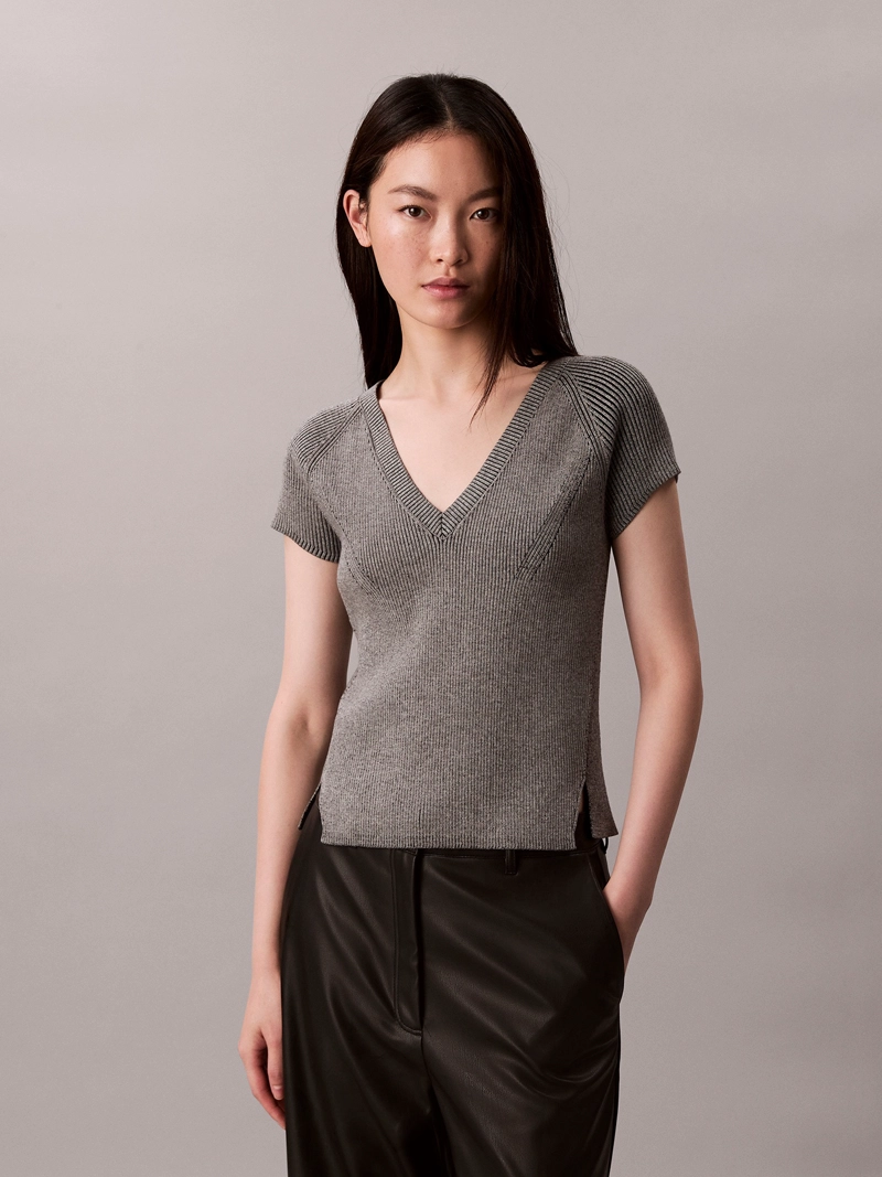 SWEATER SIN MANGAS JASPEADO - 1