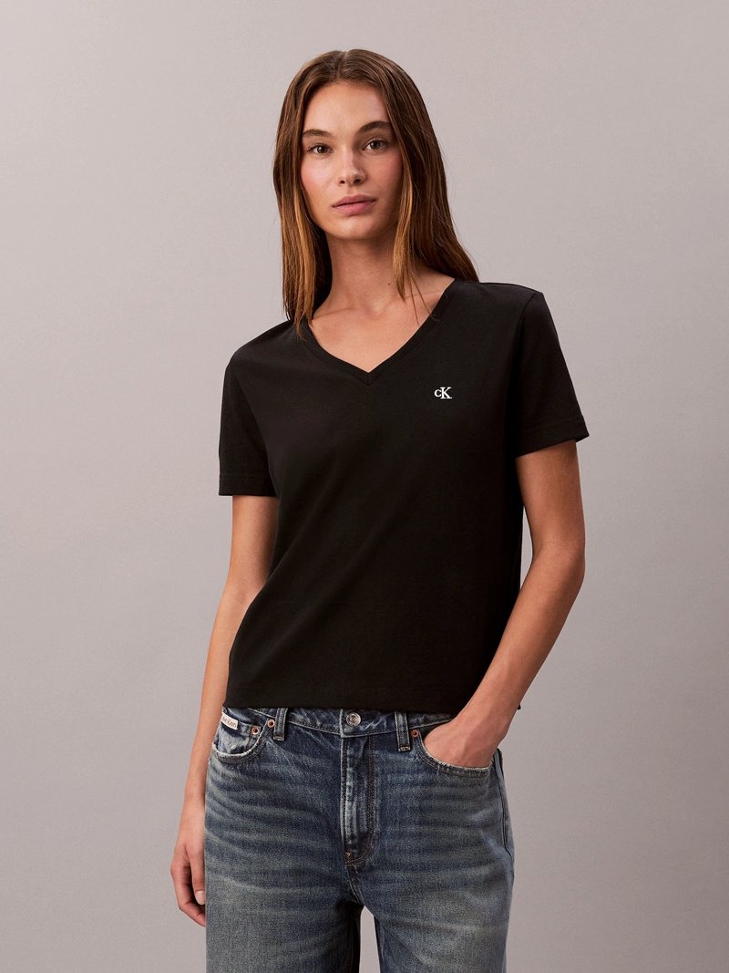 POLERA CON CUELLO EN V Y LOGO ARCHIVE - 1