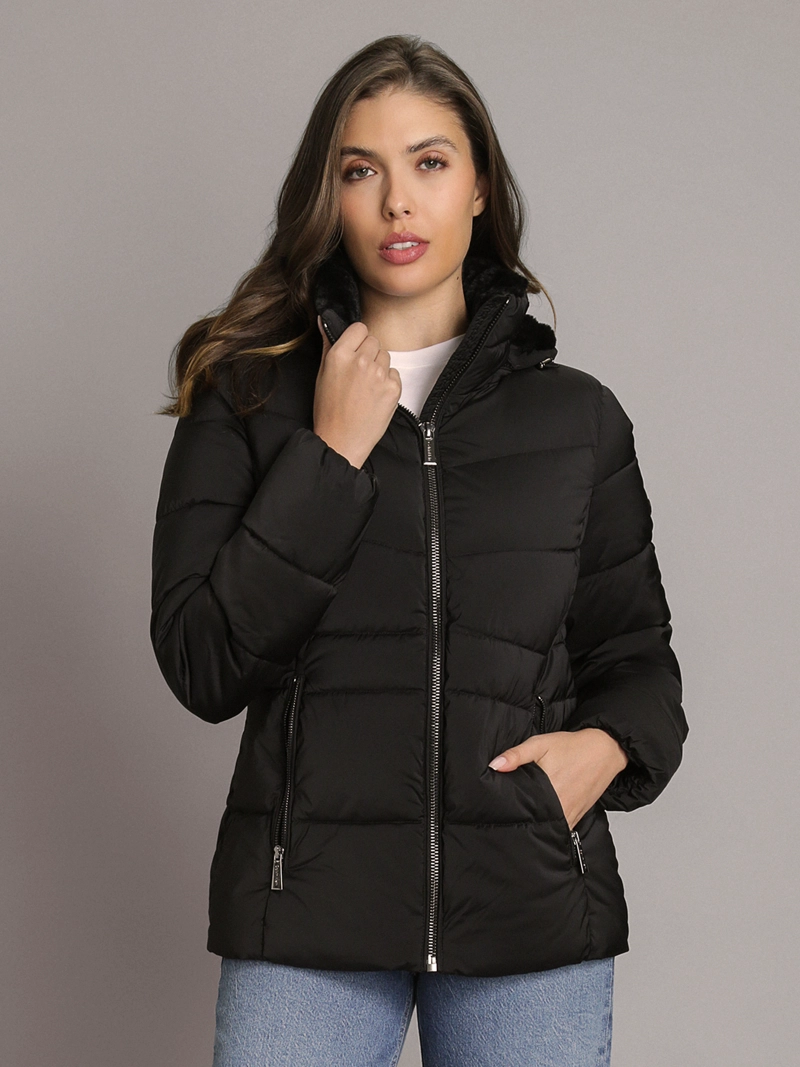 PARKA PUFFER CORTA CON GORRO - 1