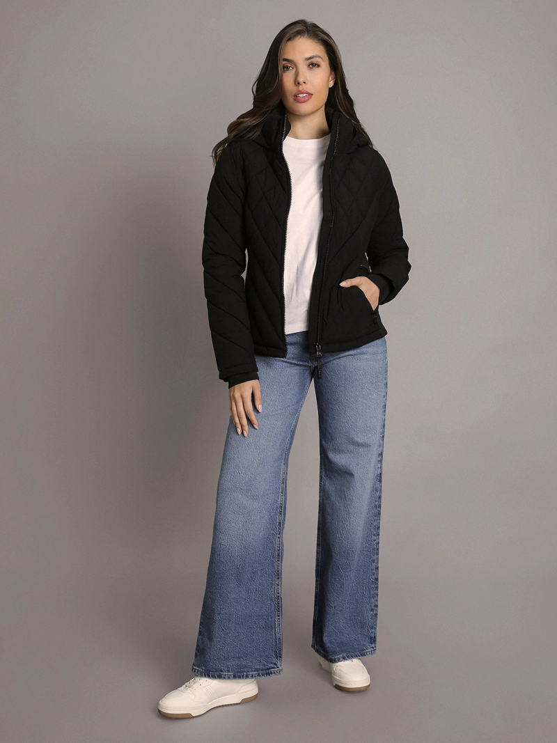 PARKA PUFFER CON GORRO Y PANELES COMBINADOS - 2