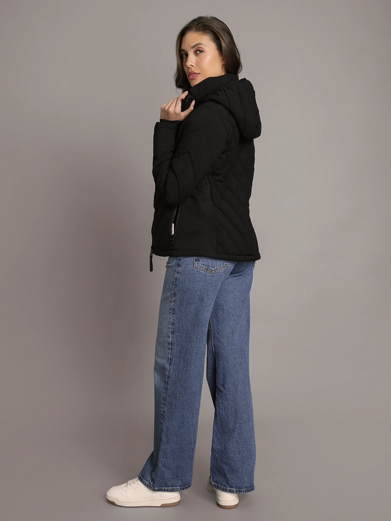 PARKA PUFFER CON GORRO Y PANELES COMBINADOS - 3