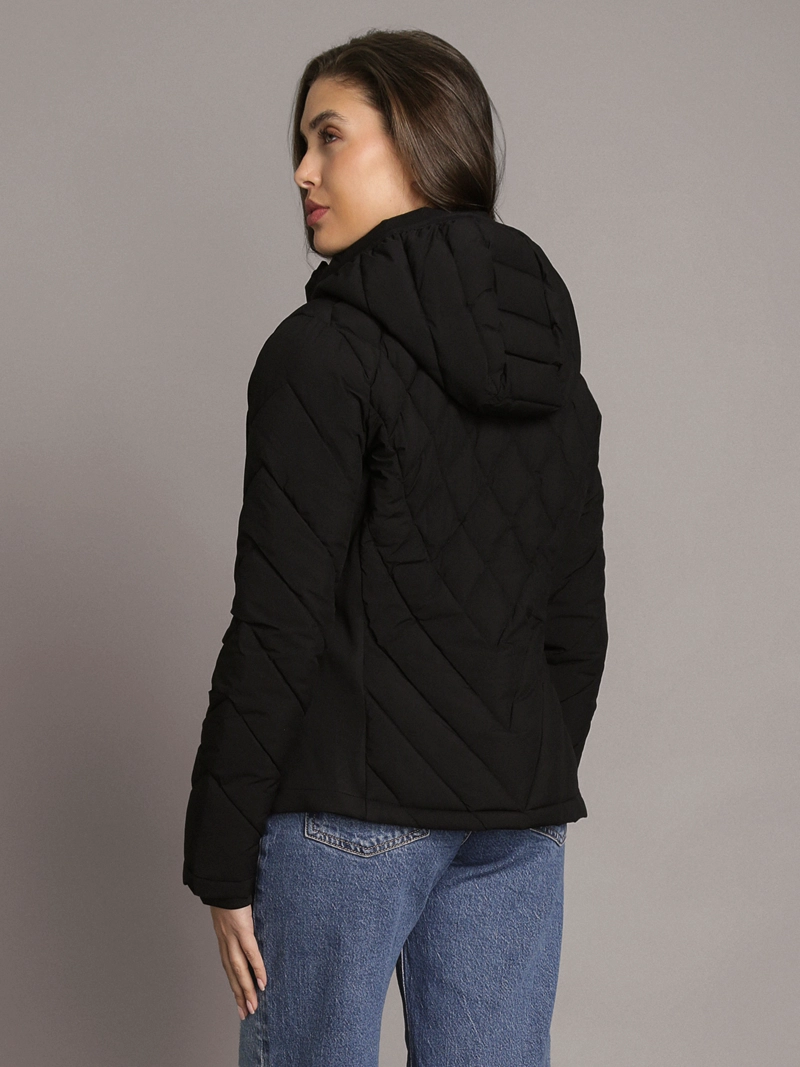PARKA PUFFER CON GORRO Y PANELES COMBINADOS - 4
