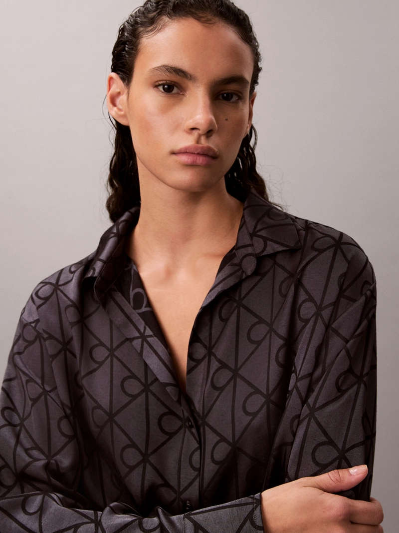 CAMISA DE PIJAMA DE SATE N CON ESTAMPADO - 5