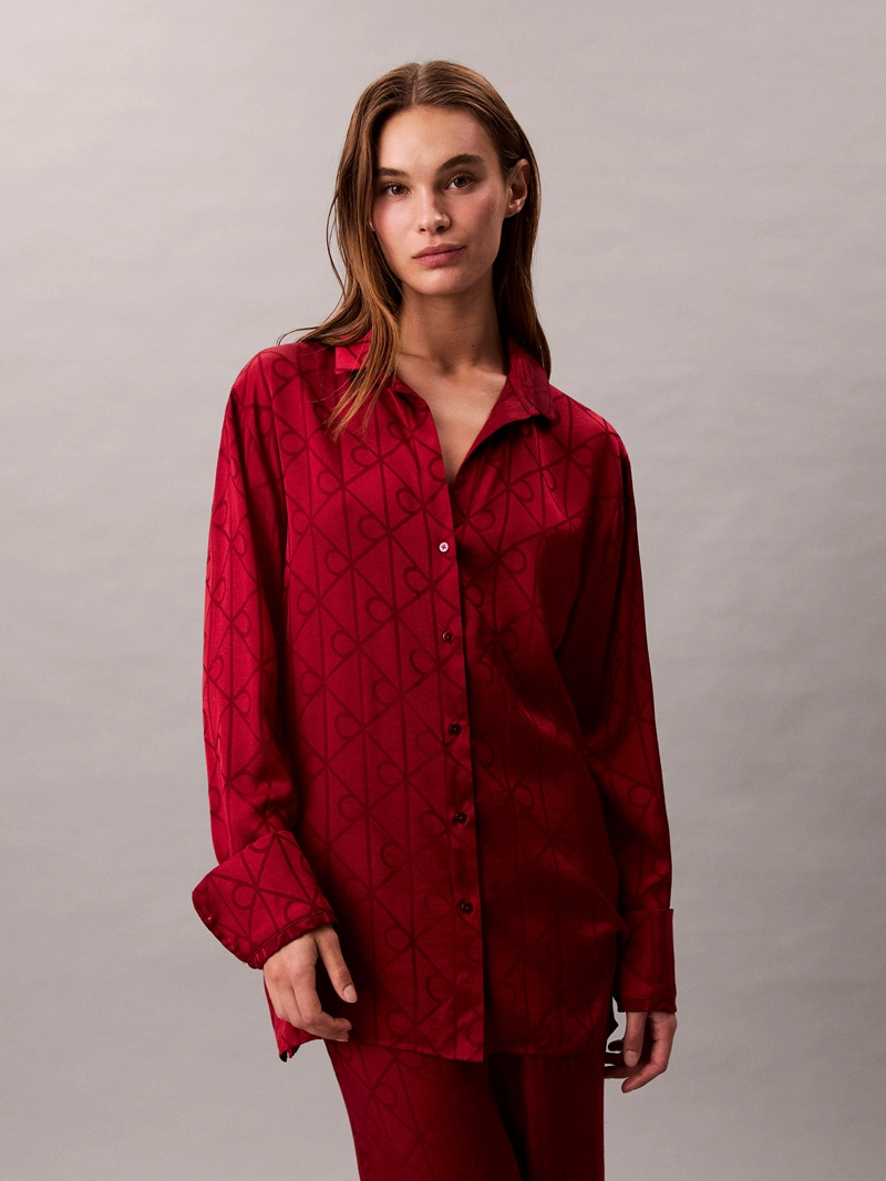 CAMISA DE PIJAMA DE SATE N CON ESTAMPADO - 1