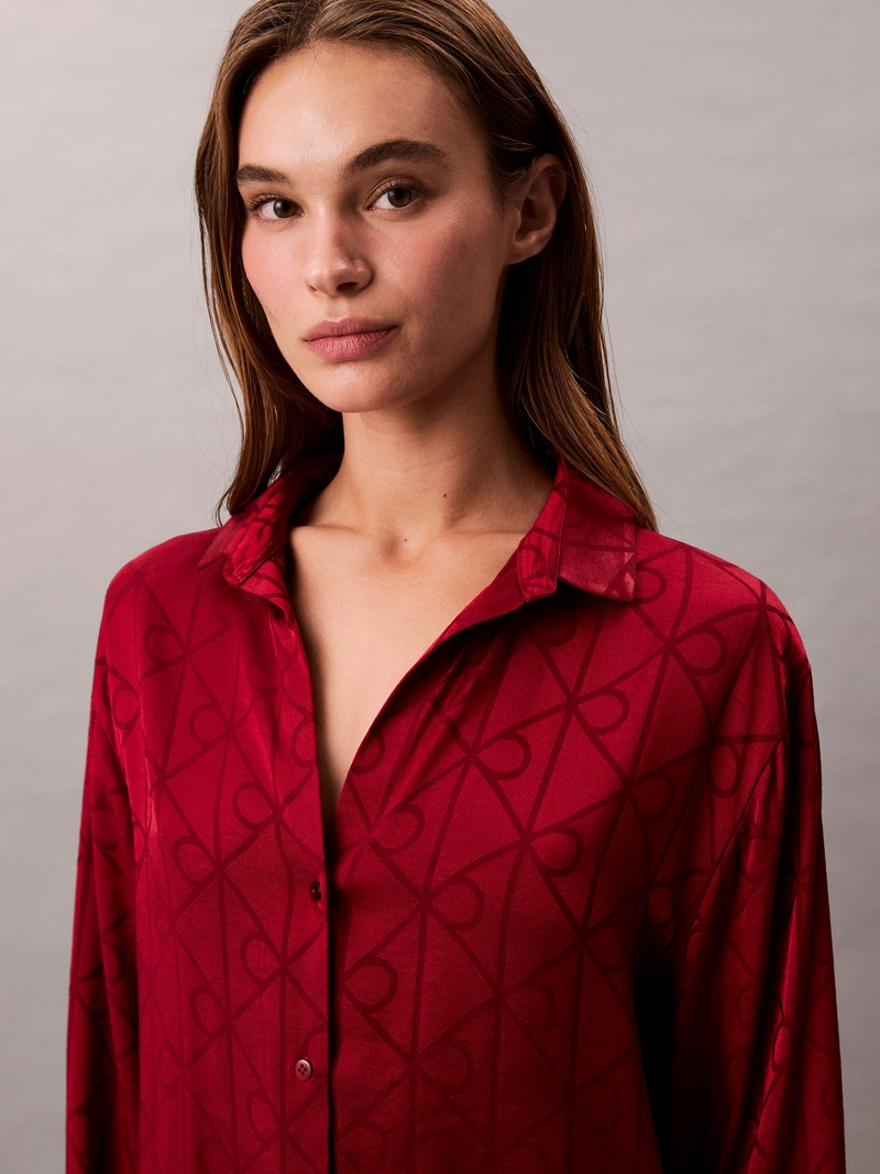 CAMISA DE PIJAMA DE SATE N CON ESTAMPADO - 5