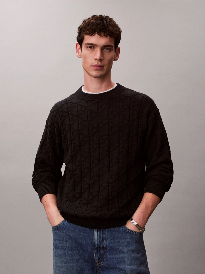 SWEATER CON TEXTURA DE MONOGRAMA - 1