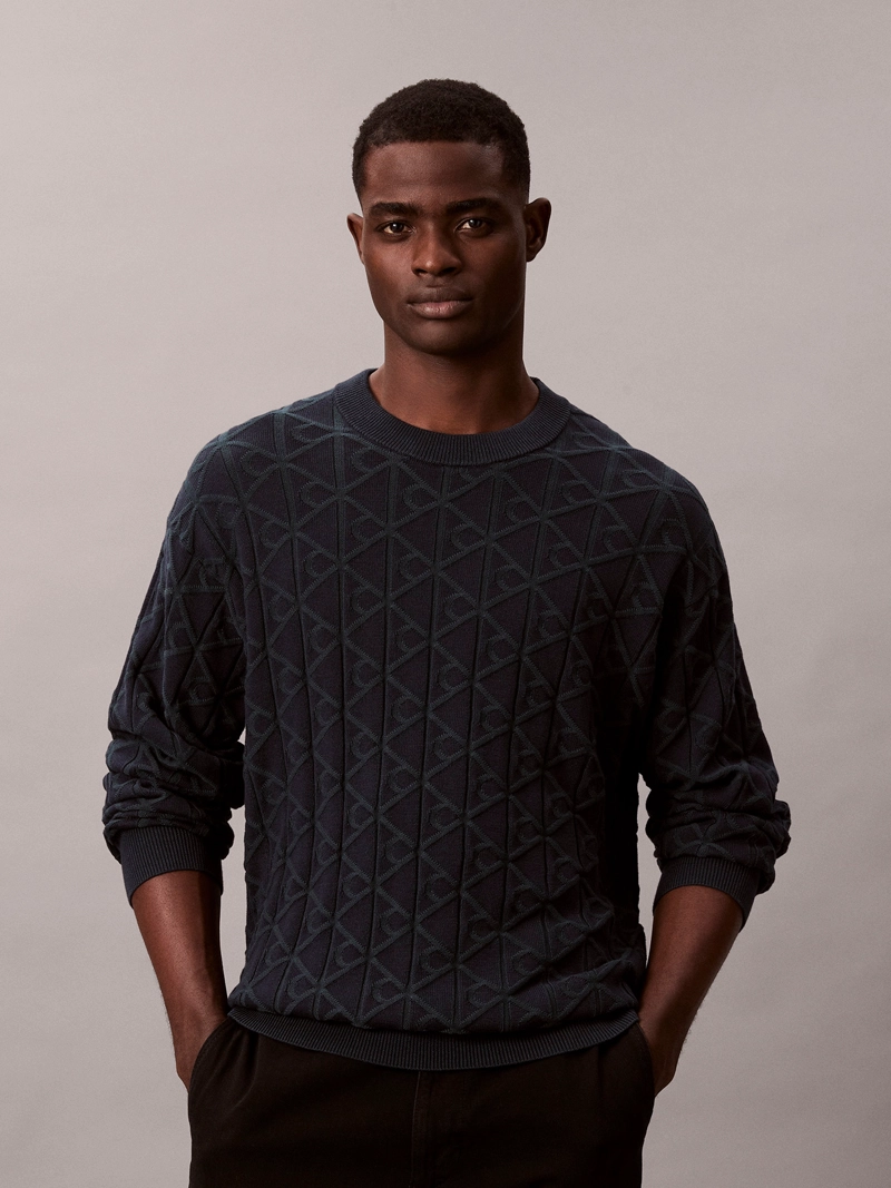 SWEATER CON TEXTURA DE MONOGRAMA - 1