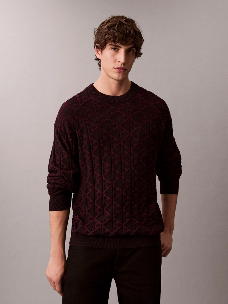 SWEATER CON TEXTURA DE MONOGRAMA - 1