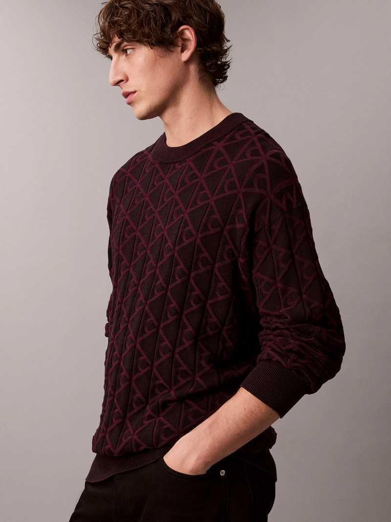 SWEATER CON TEXTURA DE MONOGRAMA - 4