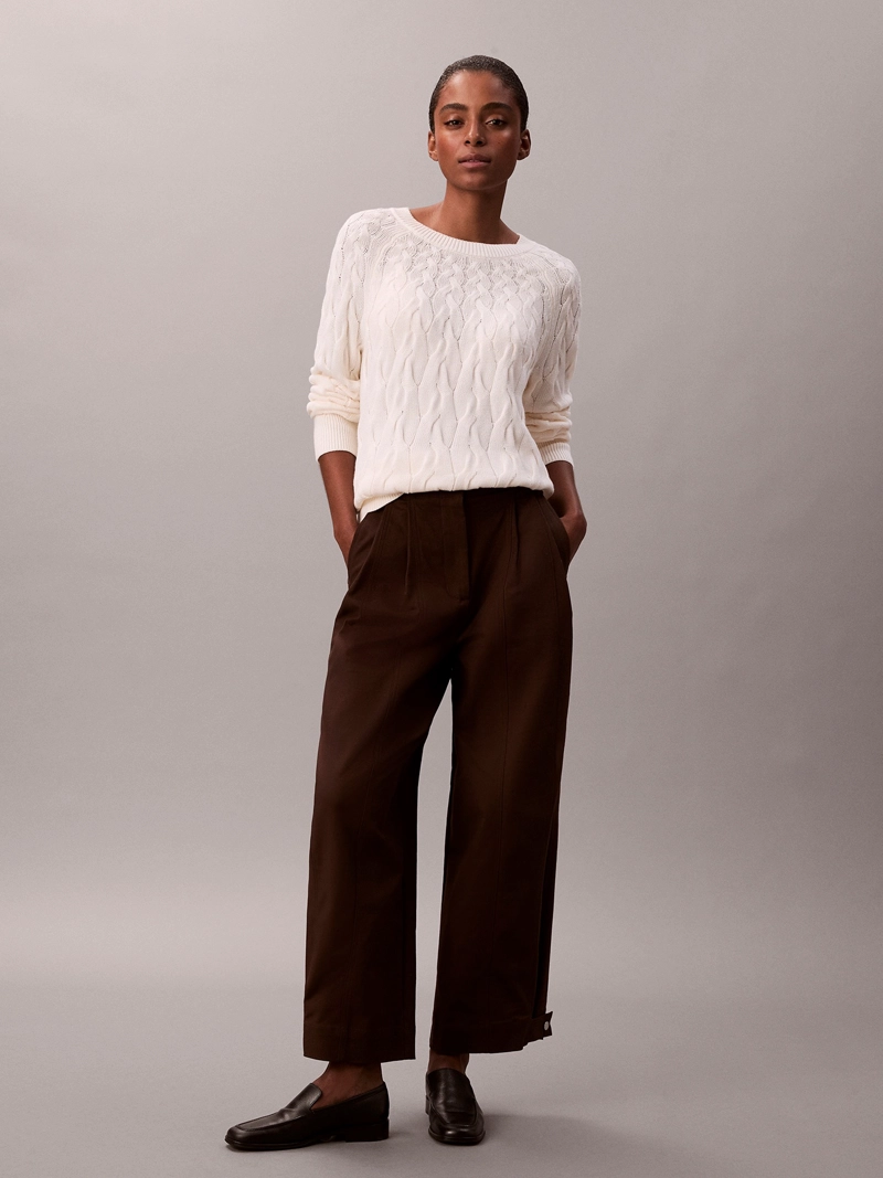 SWEATER CON TEJIDO TRENZADO DE CUELLO REDONDO - 2
