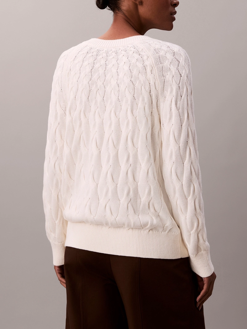 SWEATER CON TEJIDO TRENZADO DE CUELLO REDONDO - 3