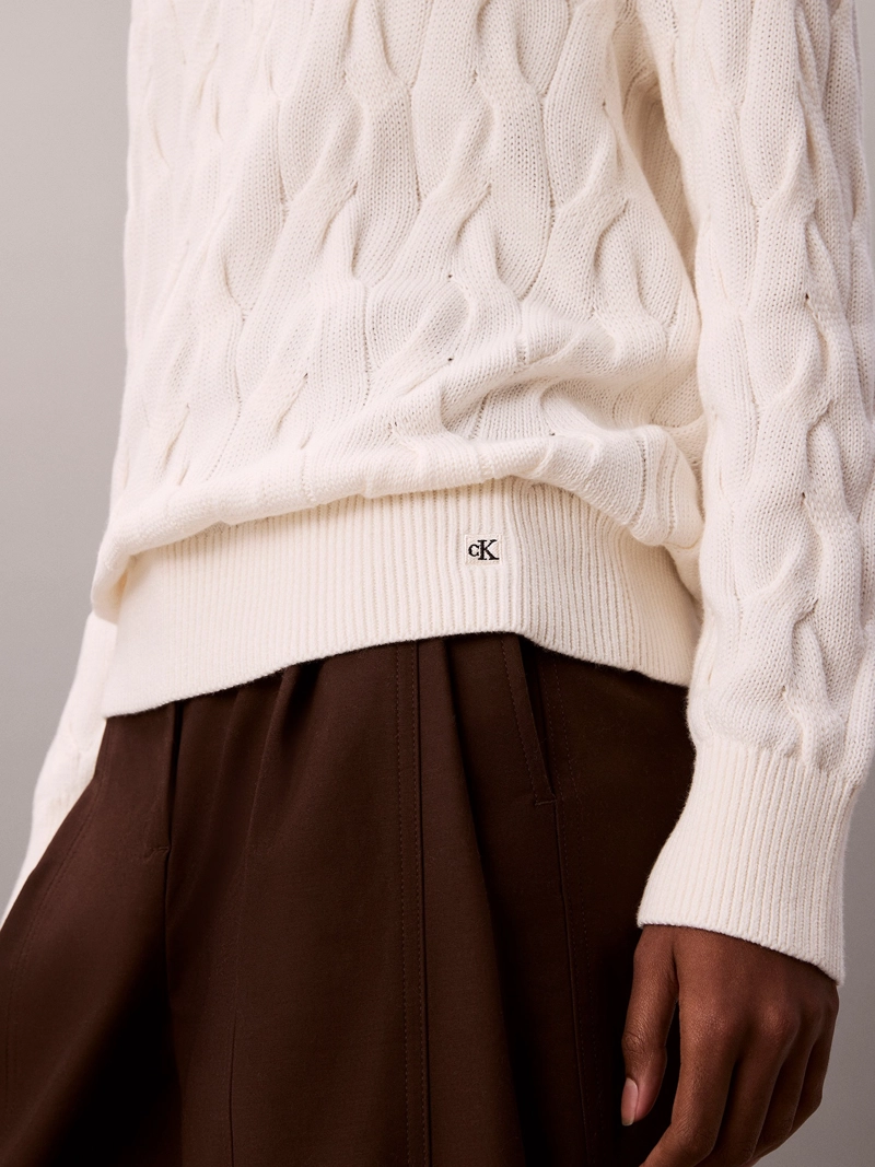 SWEATER CON TEJIDO TRENZADO DE CUELLO REDONDO - 5