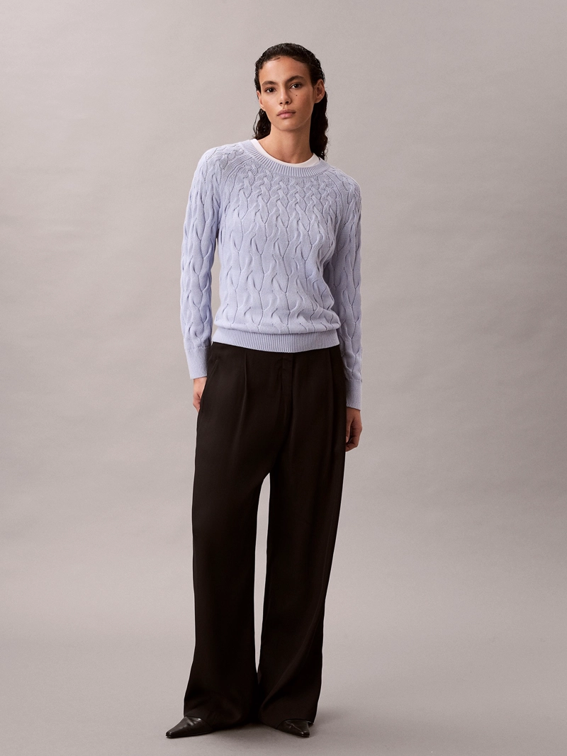 SWEATER CON TEJIDO TRENZADO DE CUELLO REDONDO - 2