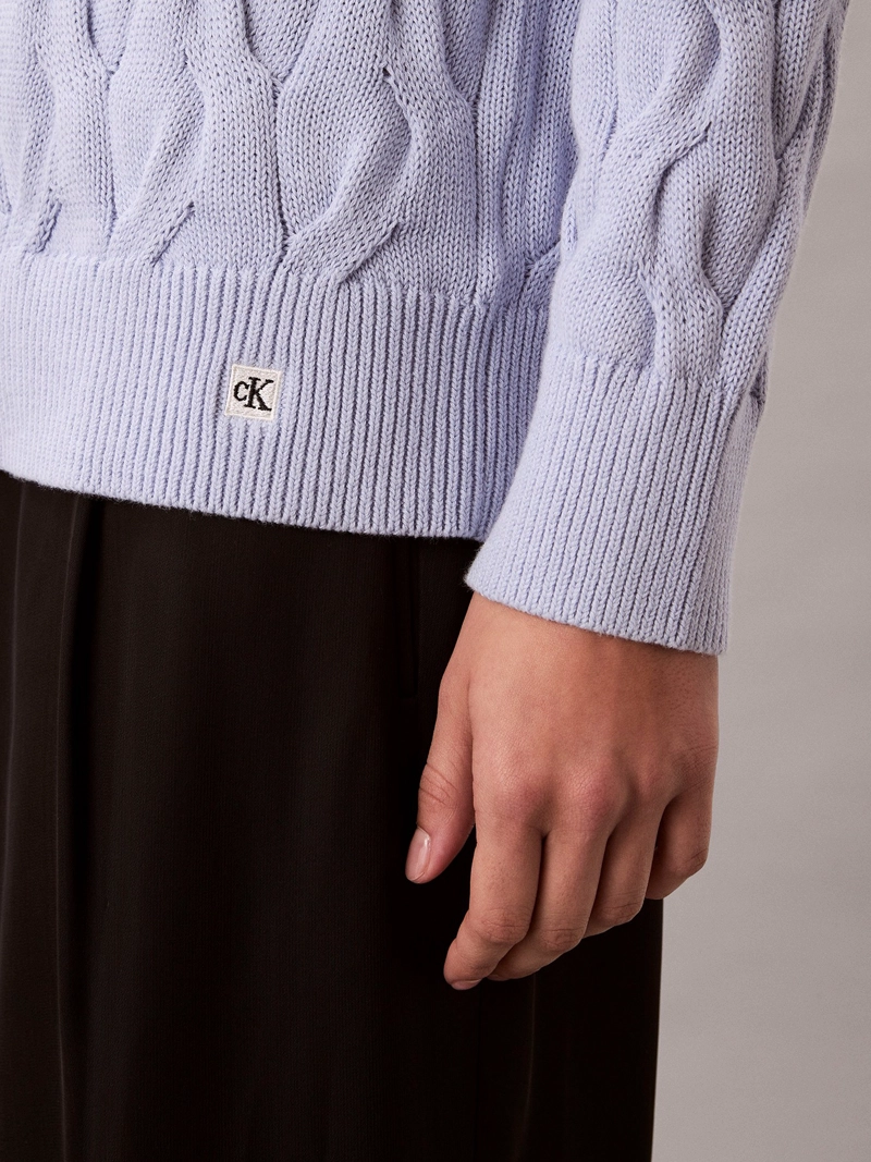 SWEATER CON TEJIDO TRENZADO DE CUELLO REDONDO - 5