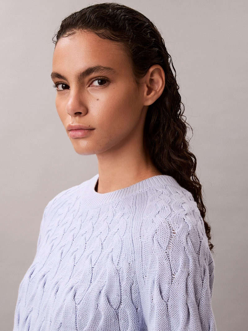 SWEATER CON TEJIDO TRENZADO DE CUELLO REDONDO - 6
