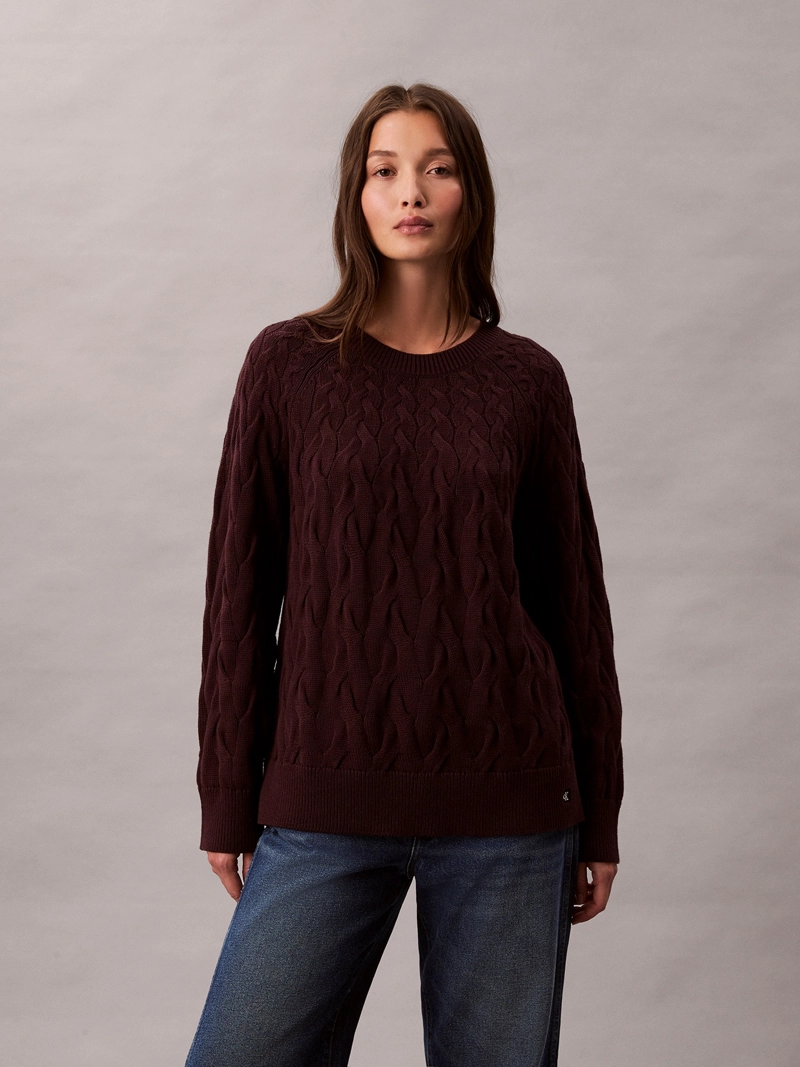 SWEATER CON TEJIDO TRENZADO DE CUELLO REDONDO - 1