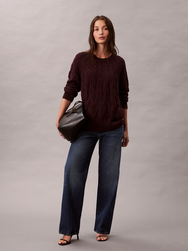 SWEATER CON TEJIDO TRENZADO DE CUELLO REDONDO - 2
