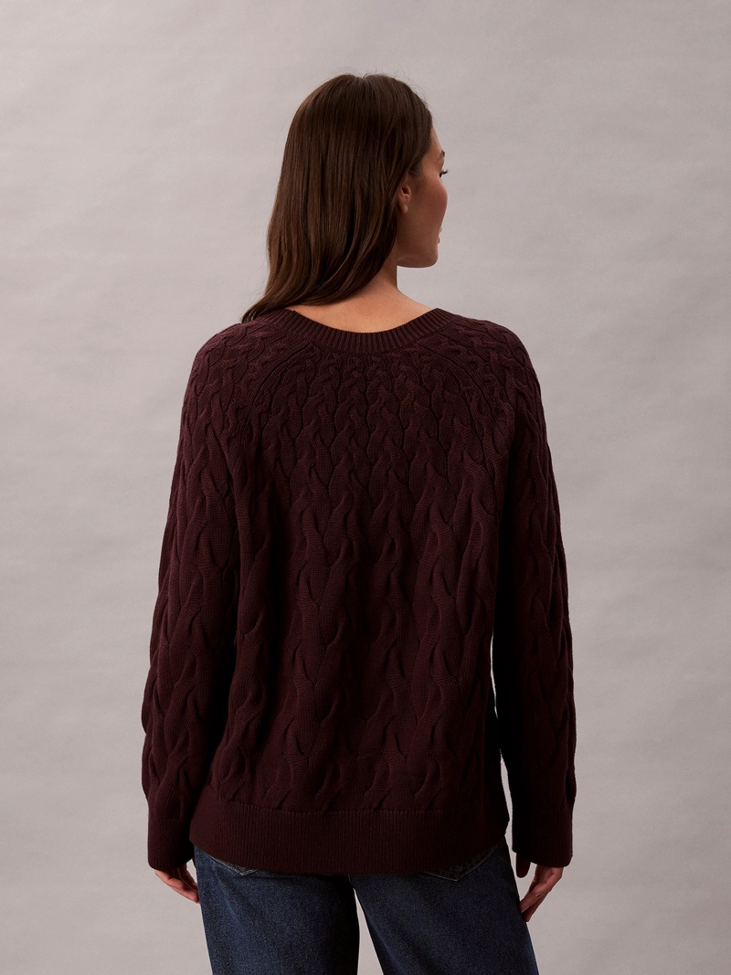 SWEATER CON TEJIDO TRENZADO DE CUELLO REDONDO - 3
