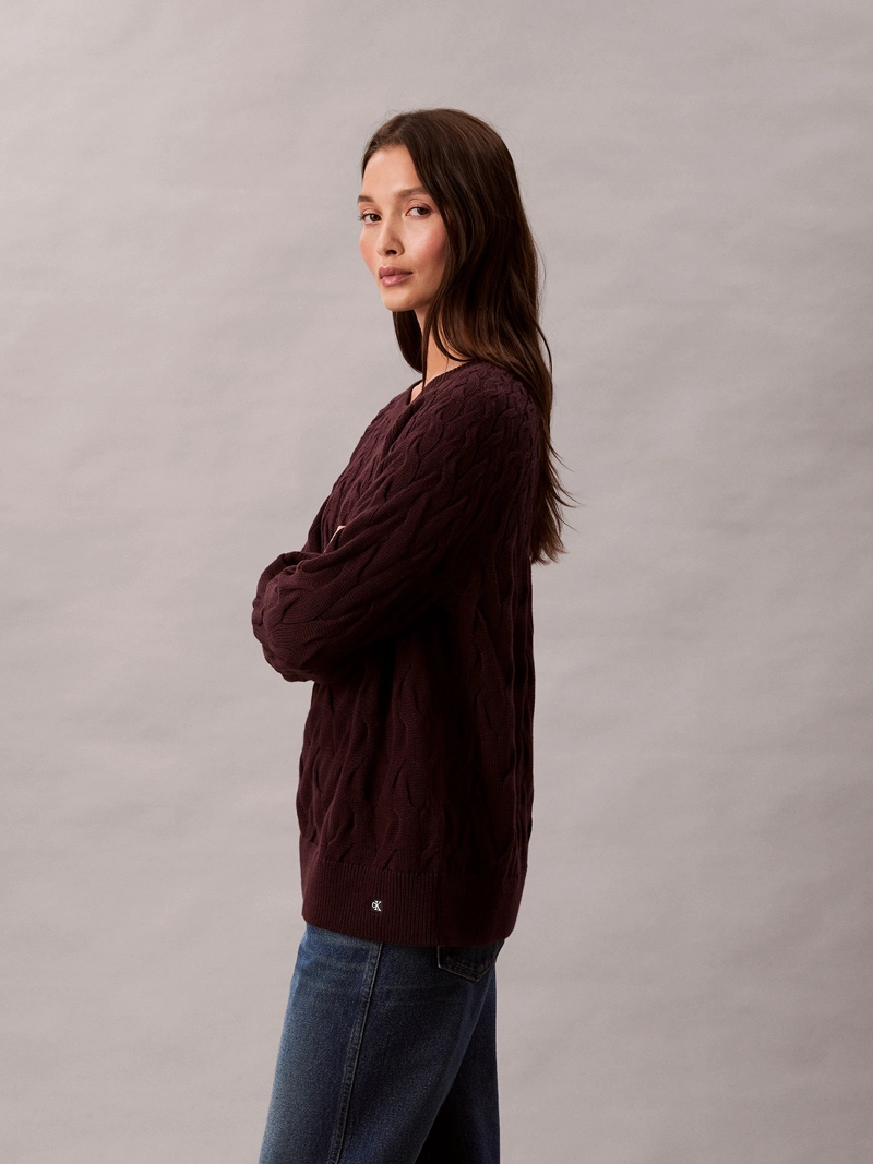 SWEATER CON TEJIDO TRENZADO DE CUELLO REDONDO - 4