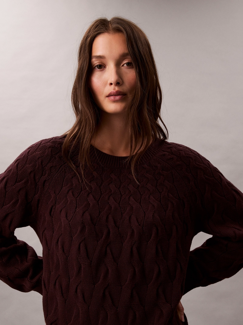 SWEATER CON TEJIDO TRENZADO DE CUELLO REDONDO - 6