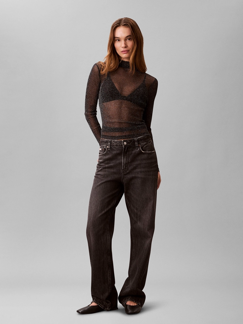 BLUSA TRANSPARENTE LUREX CON CUELLO ALTO - 2