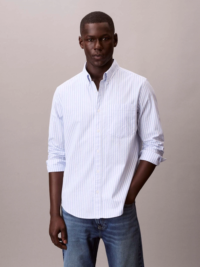 CAMISA OXFORD DE RAYAS CON BOLSILLO - 1