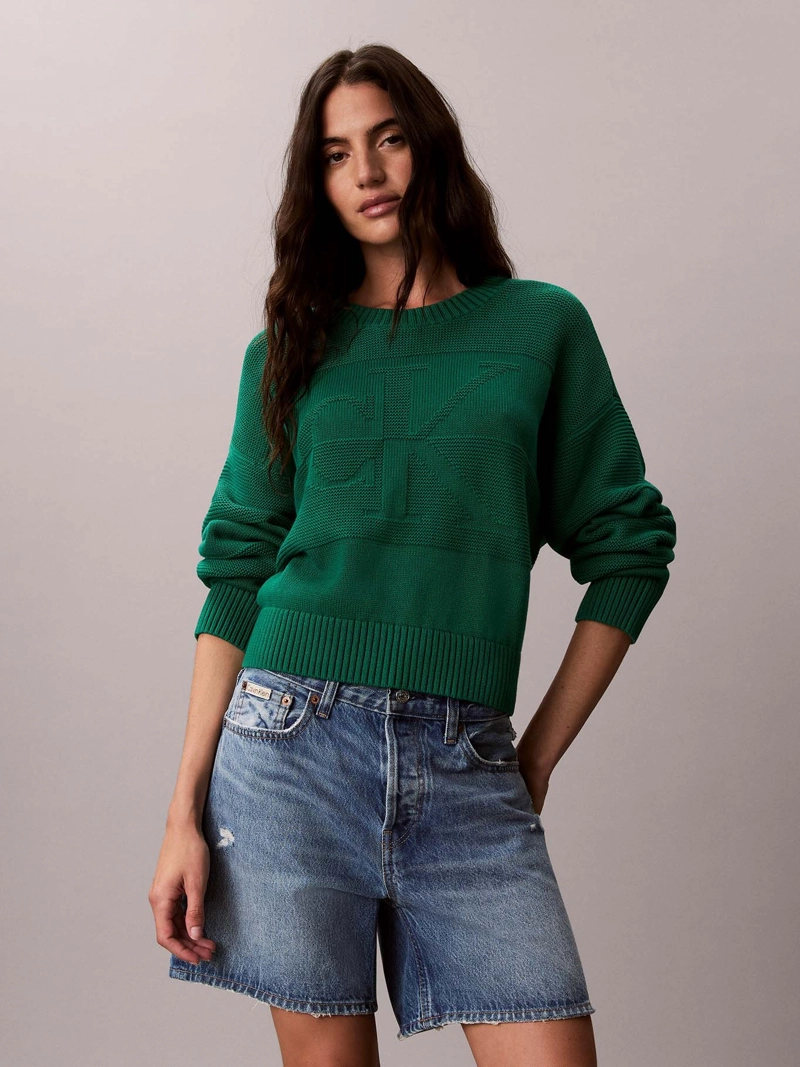 SWEATER CON LOGO TEJIDO TONAL - 1
