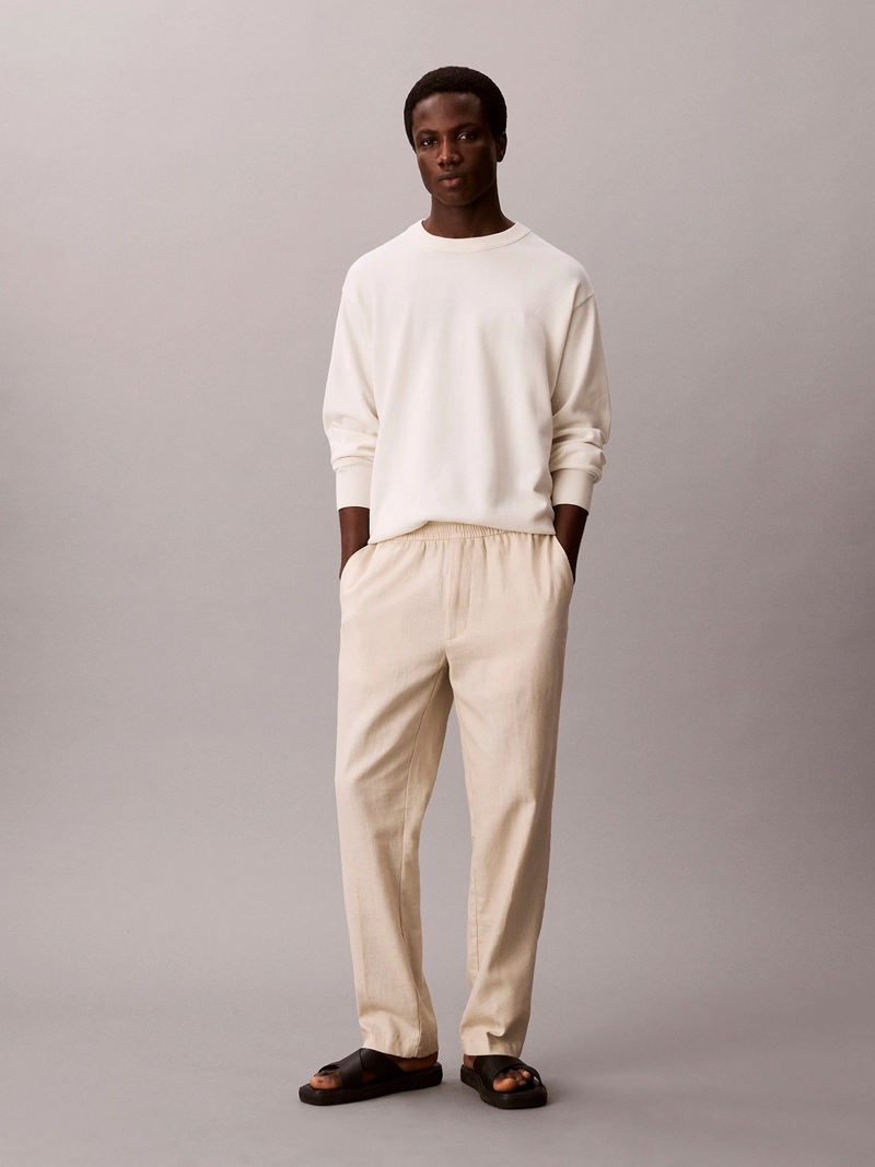 PANTALON RECTO PULL-ON DE LINO - 1