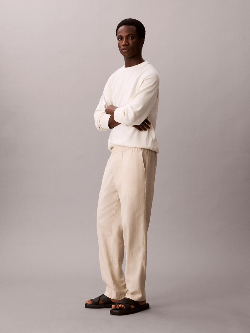 PANTALON RECTO PULL-ON DE LINO - 4