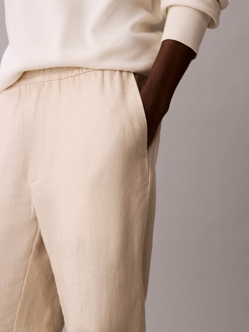 PANTALON RECTO PULL-ON DE LINO - 5