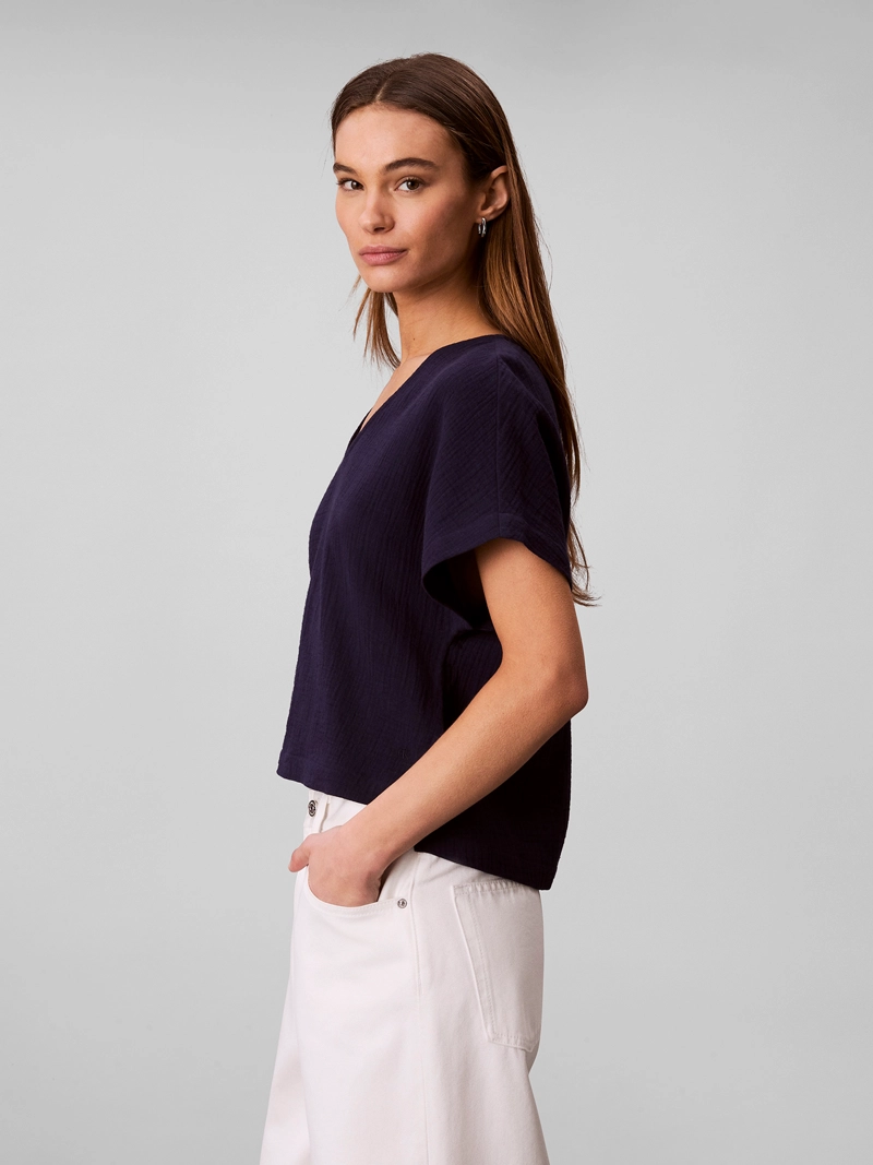 BLUSA MANGA CORTA CON CUELLO EN V - 4