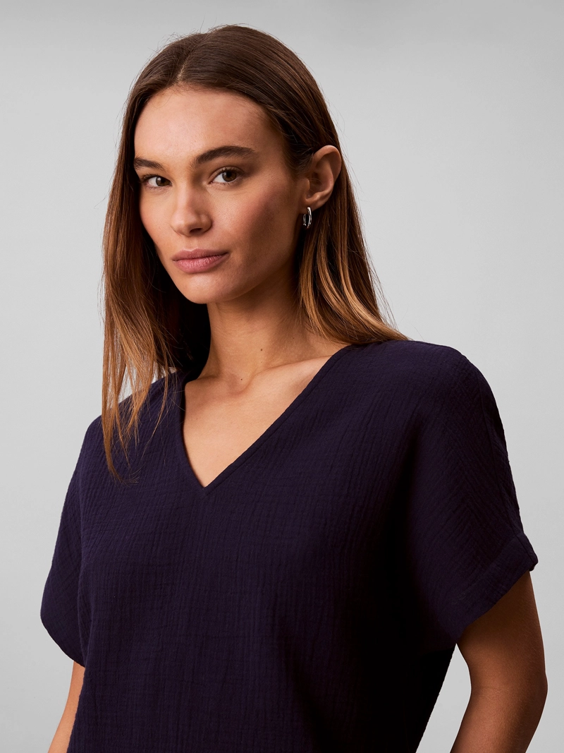 BLUSA MANGA CORTA CON CUELLO EN V - 5