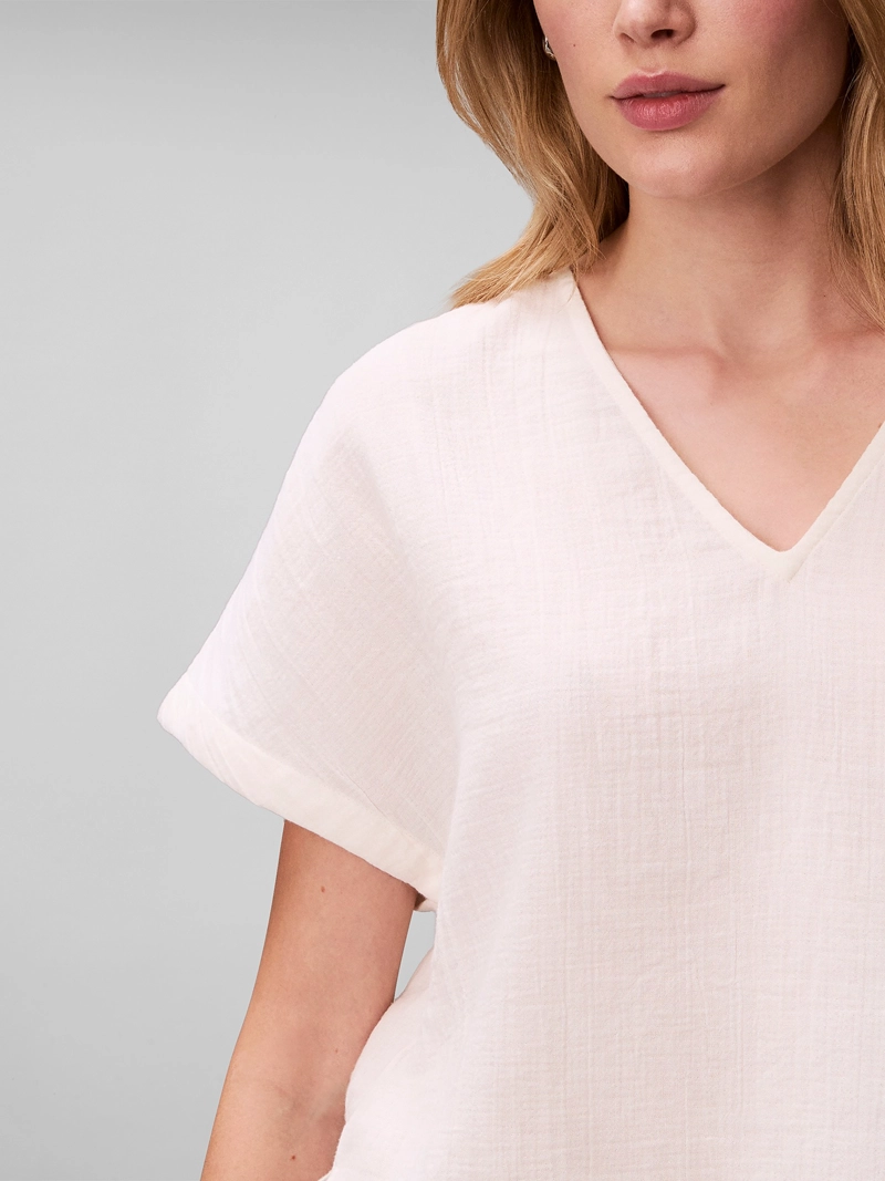 BLUSA MANGA CORTA CON CUELLO EN V - 5