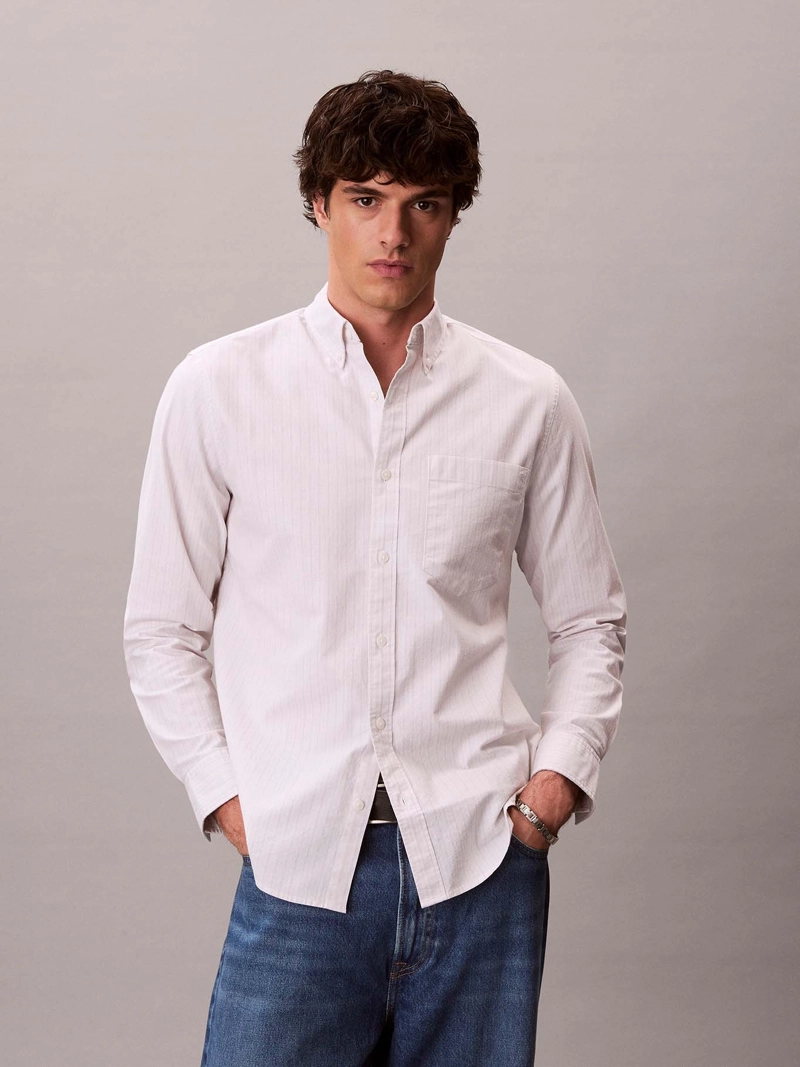 CAMISA OXFORD DE RAYAS CON BOLSILLO - 1