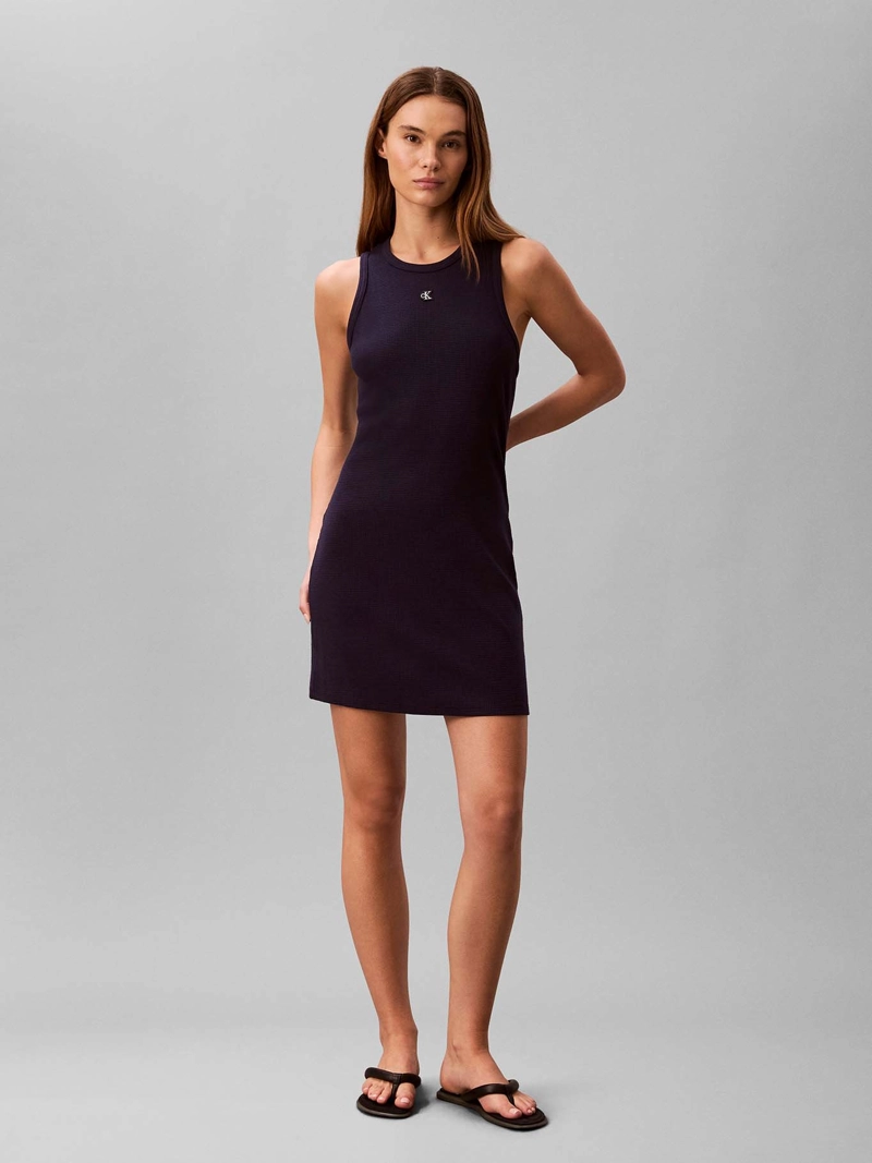 VESTIDO MINI DE TEXTURA WAFFLE - 2