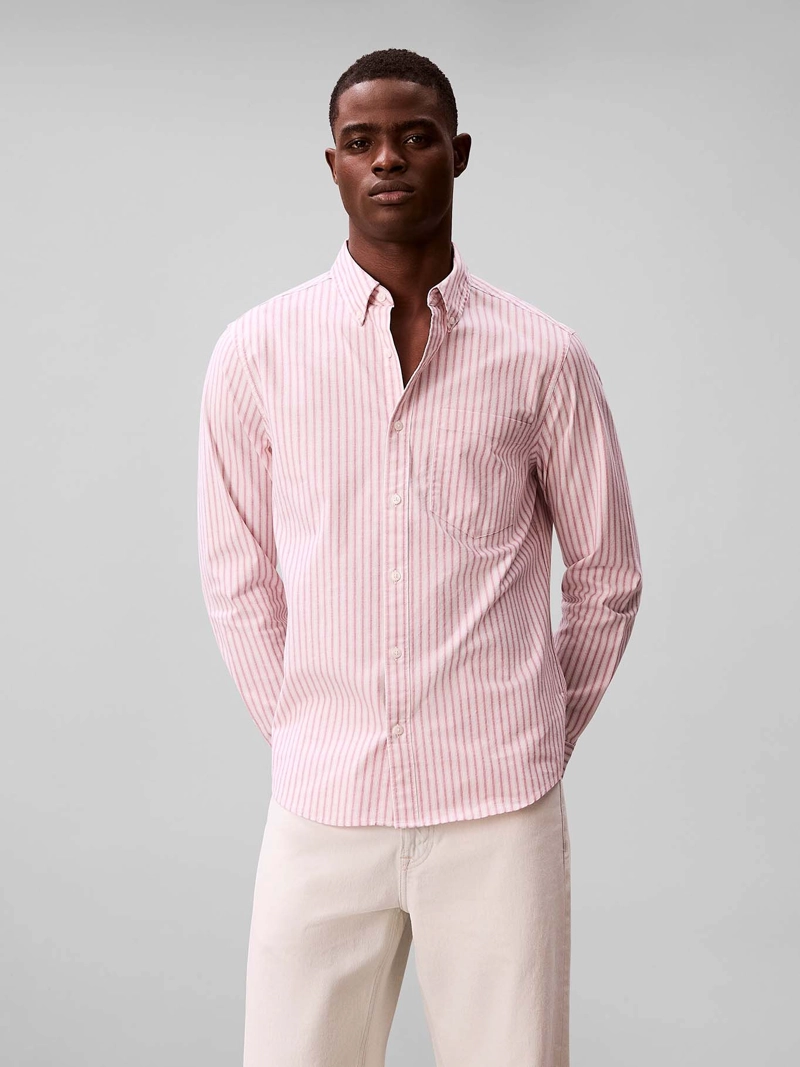 CAMISA OXFORD DE RAYAS CON BOLSILLO - 1
