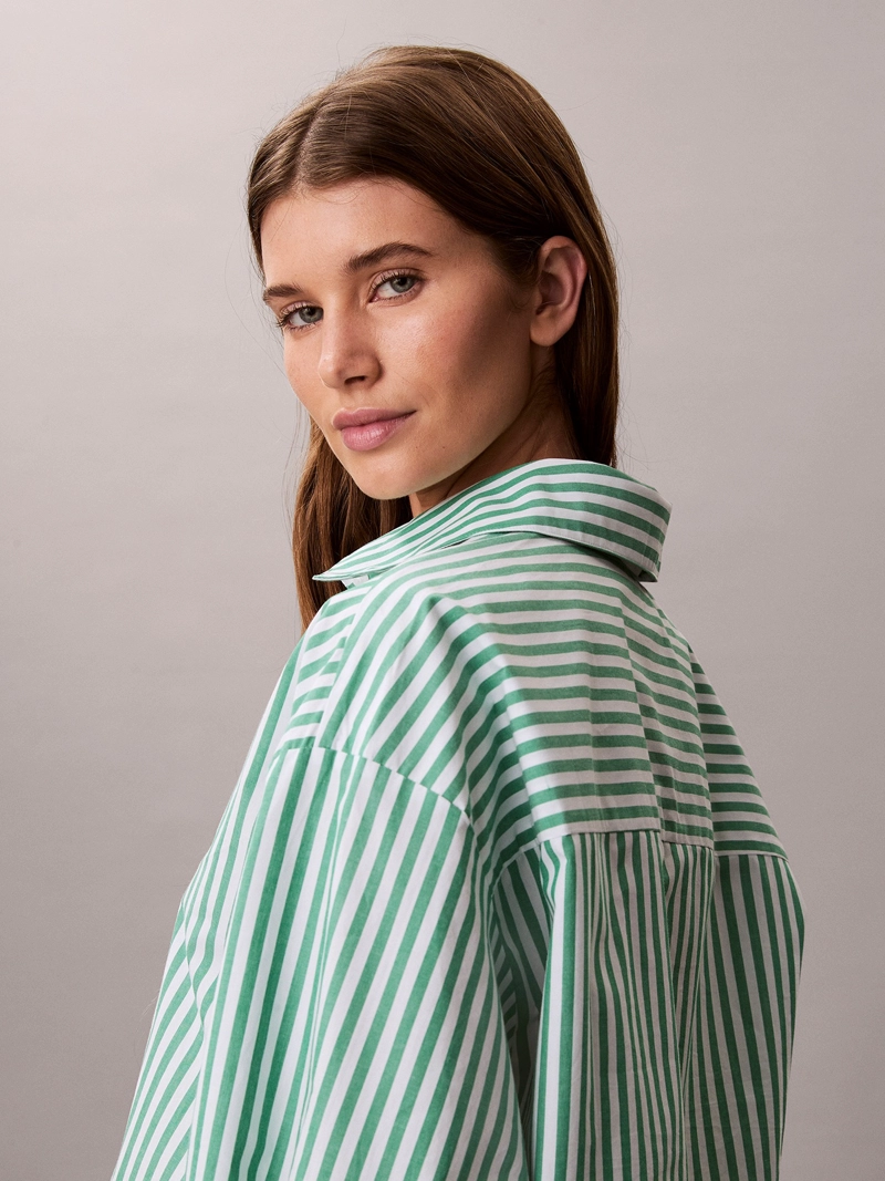 CAMISA CROPPED DE PIJAMA CON LOGO COTTON POPLIN - 6