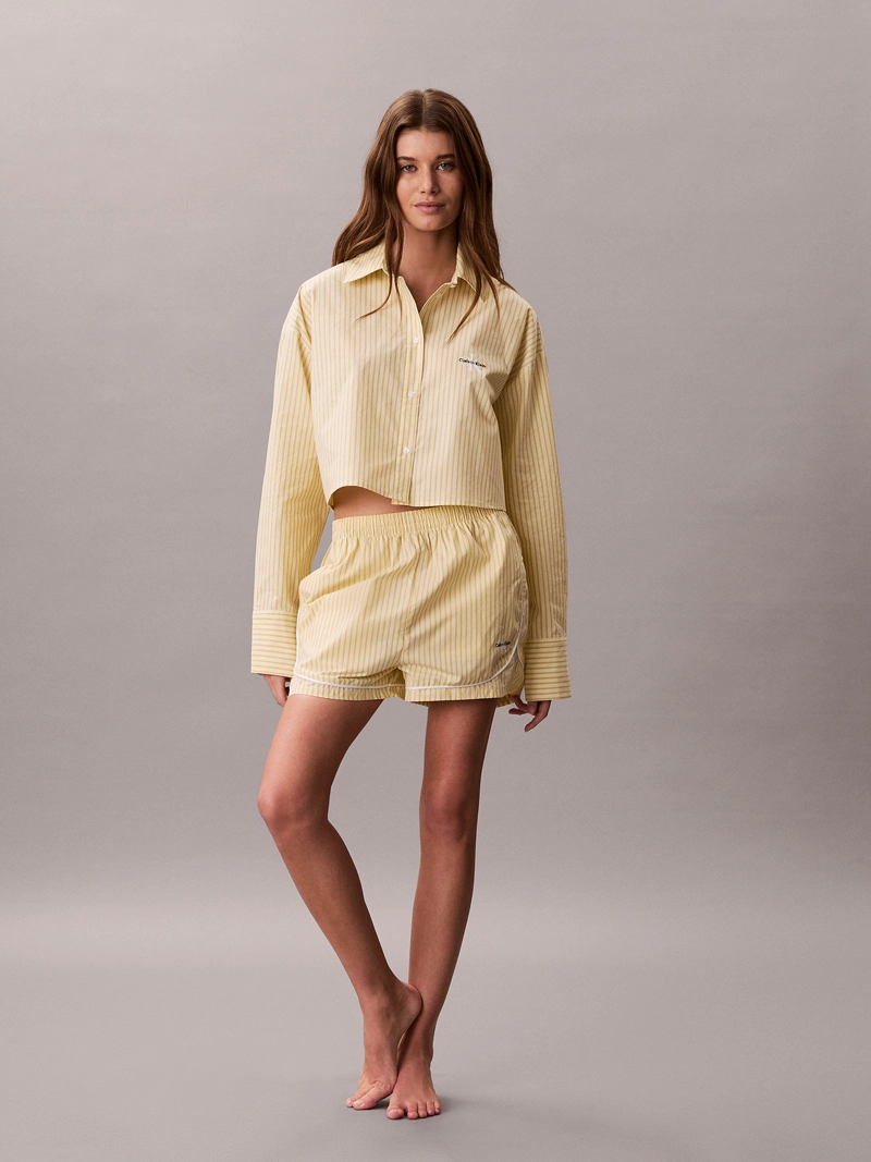 CAMISA CROPPED DE PIJAMA CON LOGO COTTON POPLIN - 2