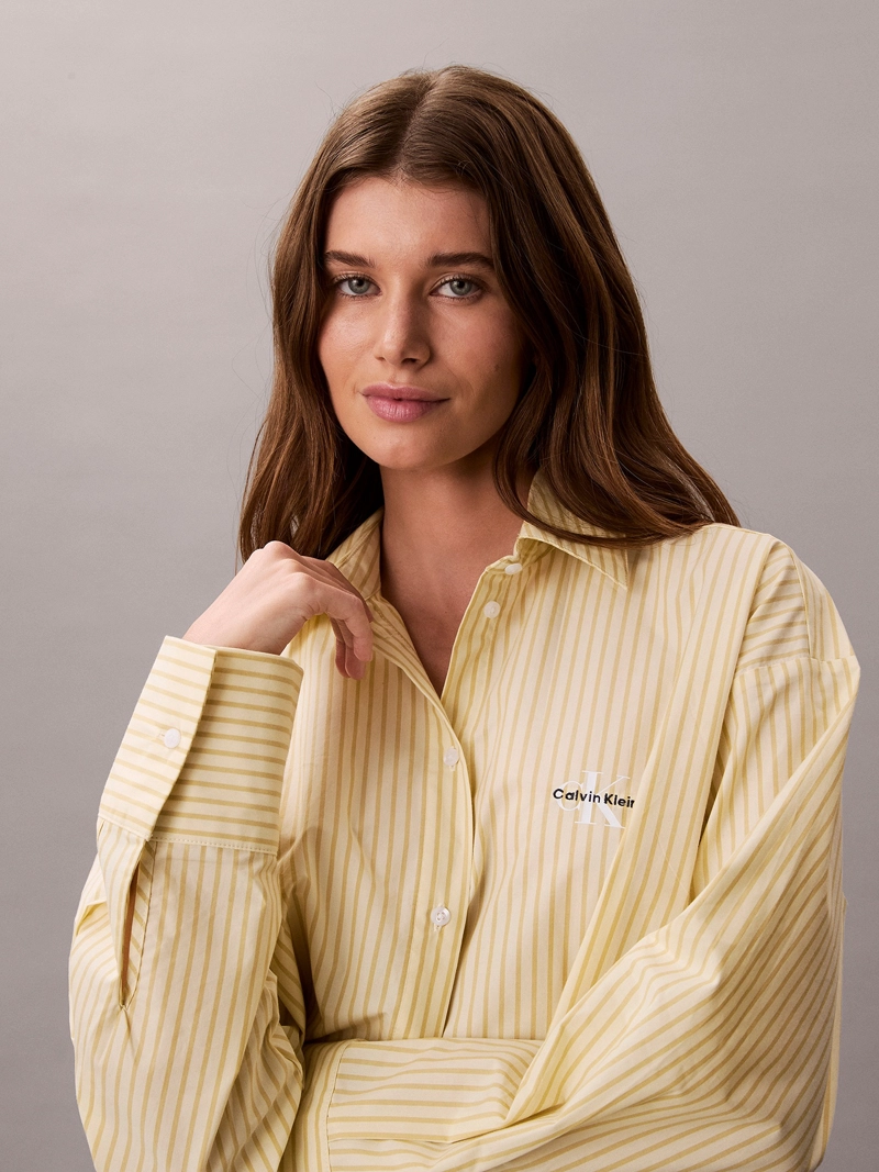 CAMISA CROPPED DE PIJAMA CON LOGO COTTON POPLIN - 4