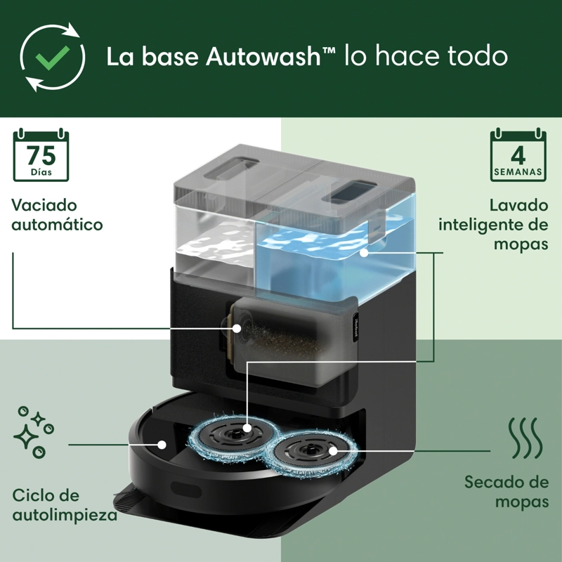 ROOMBA COMBO 405 PLUS CON BASE AUTOWASH ASPIRADORA Y TRAPEADORA ROBOT 2 EN 1 WIFI - 10