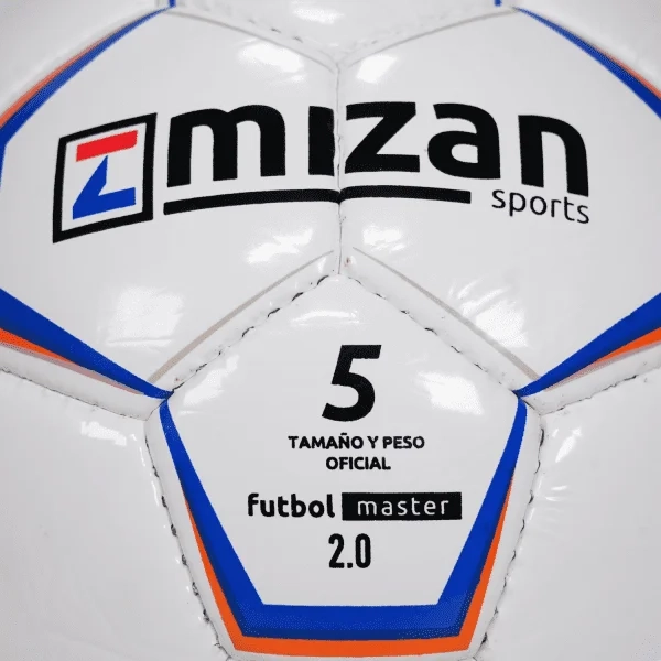 BALON FUTBOL MASTER 2.0 N°5 COLOR BLANCO Y AZUL MARCA MIZAN - 2